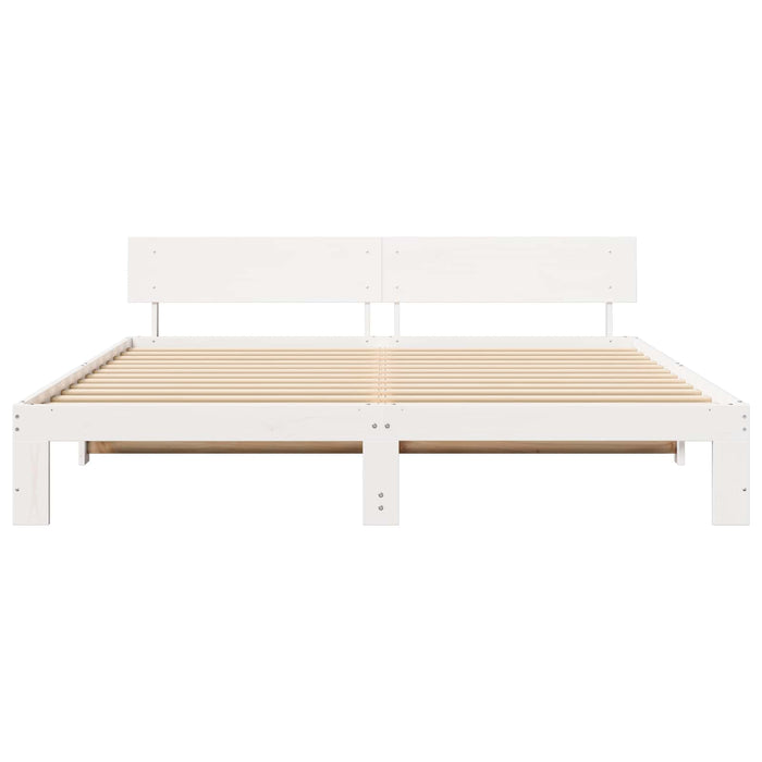 Cadru de pat cu headboard Alb 180 x 200 cm Lemn de pin masiv WALTI