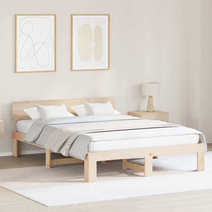 Cadru de pat natural 160 x 200 cm Lemn de pin masiv - WALTI WALTI