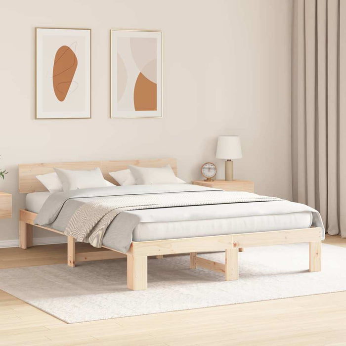 Cadru de pat natural 160 x 200 cm Lemn de pin masiv - WALTI WALTI