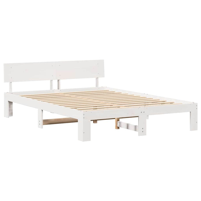 Cadru de pat cu headboard Alb 150 x 200 cm Lemn de pin masiv - WALTI WALTI