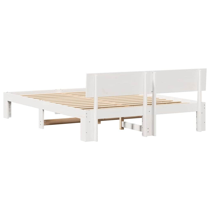 Cadru de pat cu headboard Alb 150 x 200 cm Lemn de pin masiv - WALTI WALTI