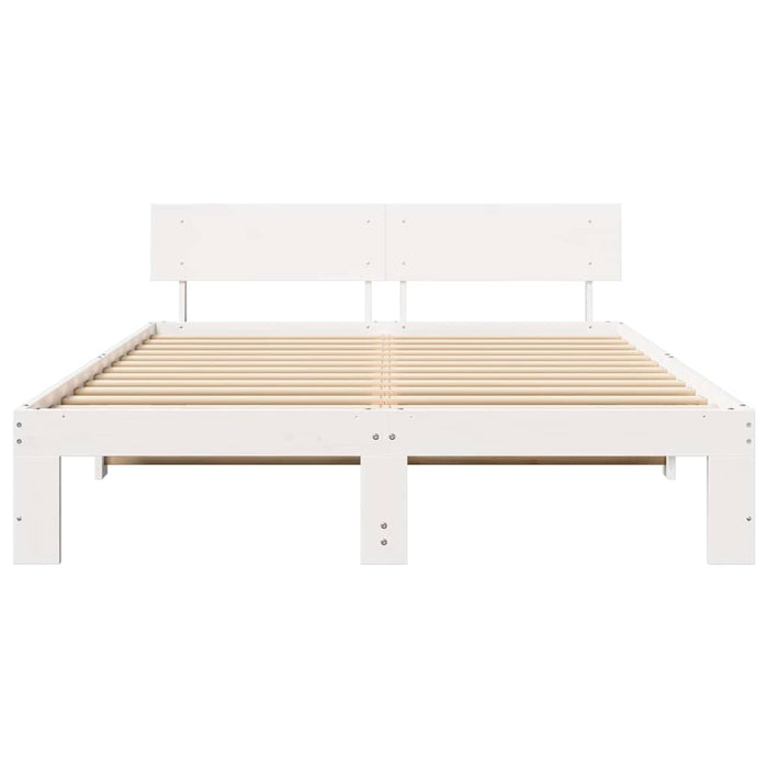 Cadru de pat cu headboard Alb 150 x 200 cm Lemn de pin masiv - WALTI WALTI