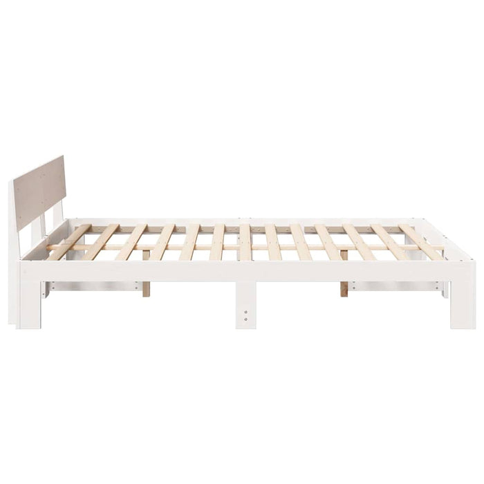 Cadru de pat cu headboard Alb 150 x 200 cm Lemn de pin masiv - WALTI WALTI
