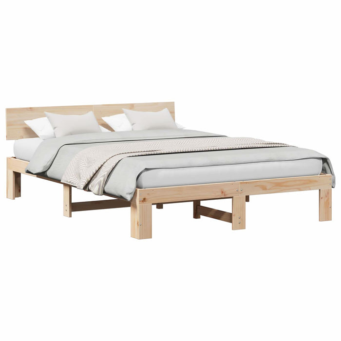 Cadru de pat natural 140 x 200 cm Lemn de pin masiv - WALTI WALTI