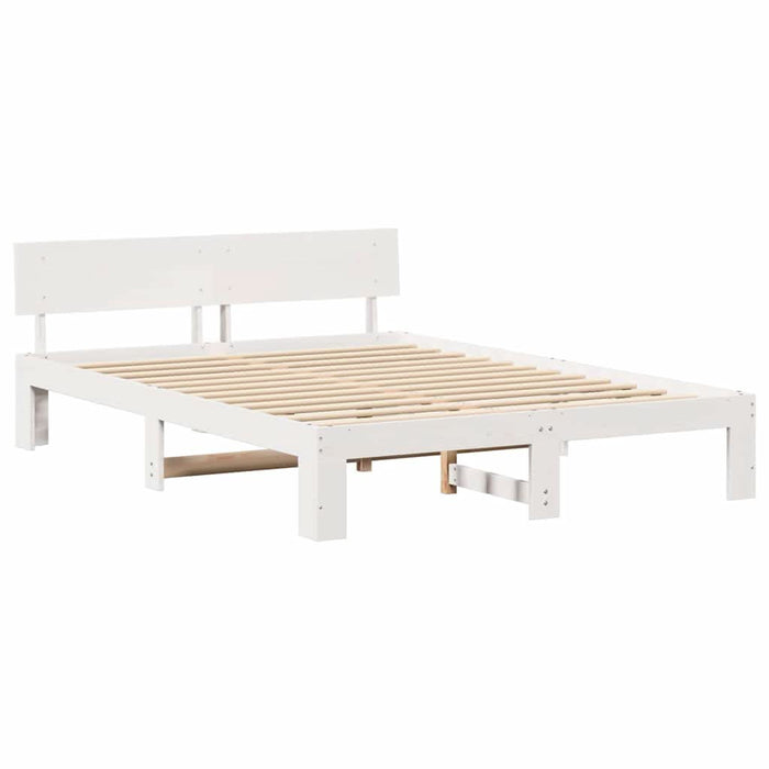 Cadru de pat cu headboard Alb 140 x 200 cm Lemn de pin masiv - WALTI WALTI