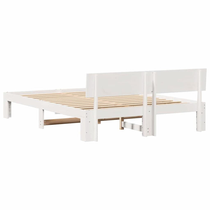 Cadru de pat cu headboard Alb 140 x 200 cm Lemn de pin masiv - WALTI WALTI