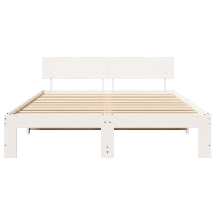 Cadru de pat cu headboard Alb 140 x 200 cm Lemn de pin masiv - WALTI WALTI