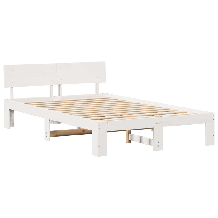 Cadru de pat cu headboard Alb 120 x 200 cm Lemn de pin masiv - WALTI WALTI