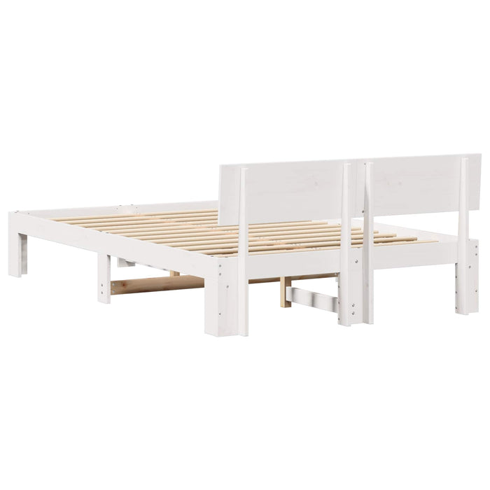 Cadru de pat cu headboard Alb 120 x 200 cm Lemn de pin masiv - WALTI WALTI
