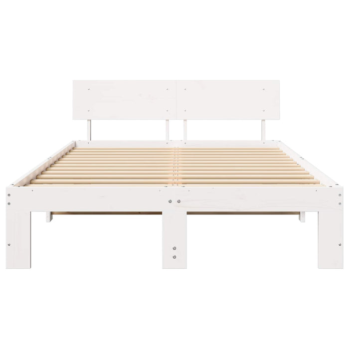 Cadru de pat cu headboard Alb 120 x 200 cm Lemn de pin masiv - WALTI WALTI