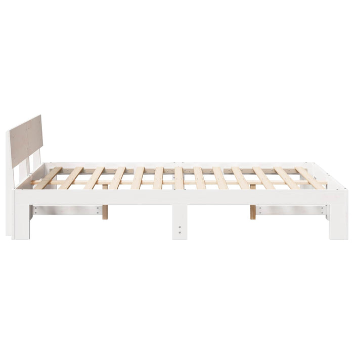 Cadru de pat cu headboard Alb 120 x 200 cm Lemn de pin masiv - WALTI WALTI
