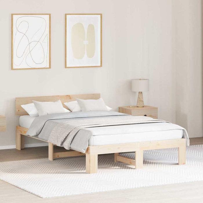 Cadru de pat natural 140 x 190 cm Lemn de pin masiv - WALTI WALTI