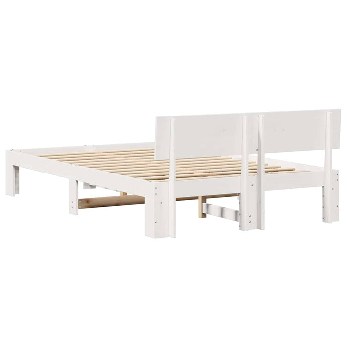 Cadru de pat cu headboard Alb 140 x 190 cm Lemn de pin masiv - WALTI WALTI