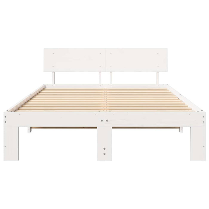 Cadru de pat cu headboard Alb 140 x 190 cm Lemn de pin masiv - WALTI WALTI