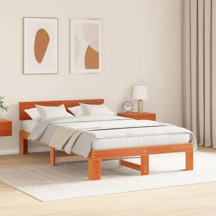 Cadru de pat Maroniu cerat 140 x 190 cm Lemn de pin masiv - WALTI WALTI