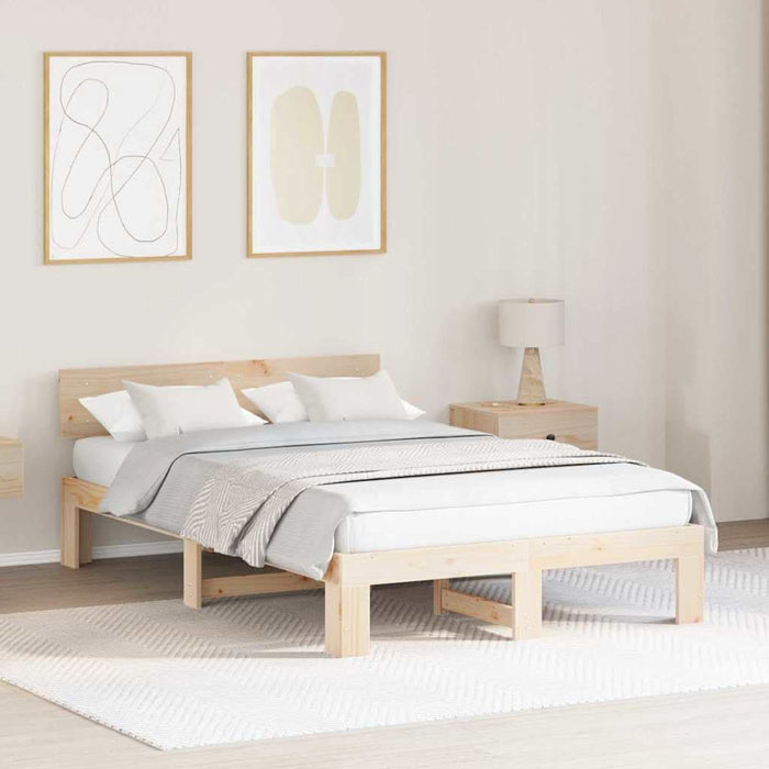Cadru de pat natural 135 x 190 cm Lemn de pin masiv - WALTI WALTI