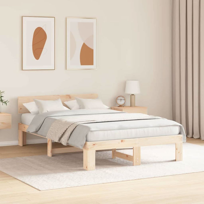 Cadru de pat natural 135 x 190 cm Lemn de pin masiv - WALTI WALTI