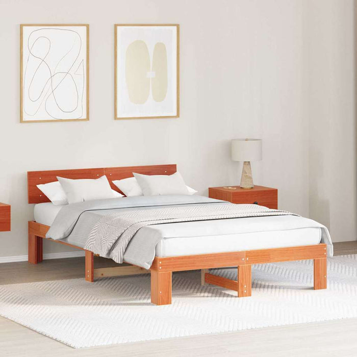 Cadru de pat Maroniu cerat 120 x 190 cm Lemn de pin masiv - WALTI WALTI