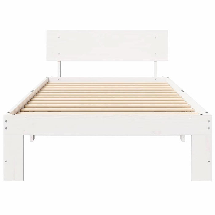Cadru de pat cu headboard Alb 100 x 200 cm Lemn de pin masiv - WALTI WALTI