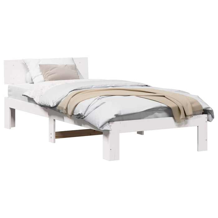 Cadru de pat cu headboard Alb 90 x 200 cm Lemn de pin masiv - WALTI WALTI
