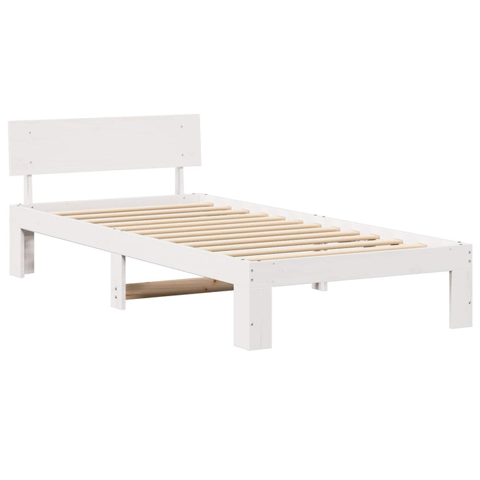 Cadru de pat cu headboard Alb 90 x 200 cm Lemn de pin masiv - WALTI WALTI