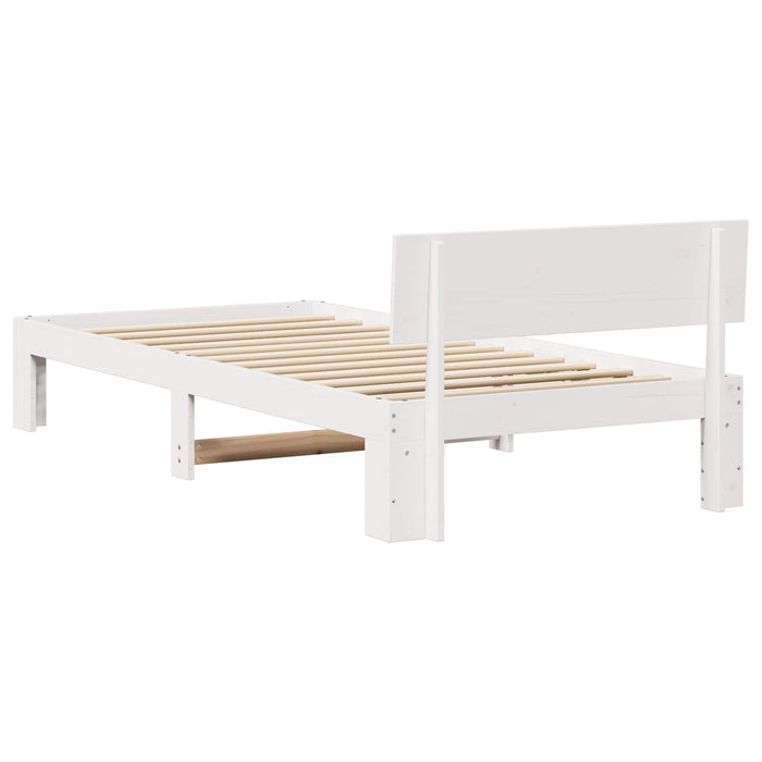 Cadru de pat cu headboard Alb 90 x 200 cm Lemn de pin masiv - WALTI WALTI