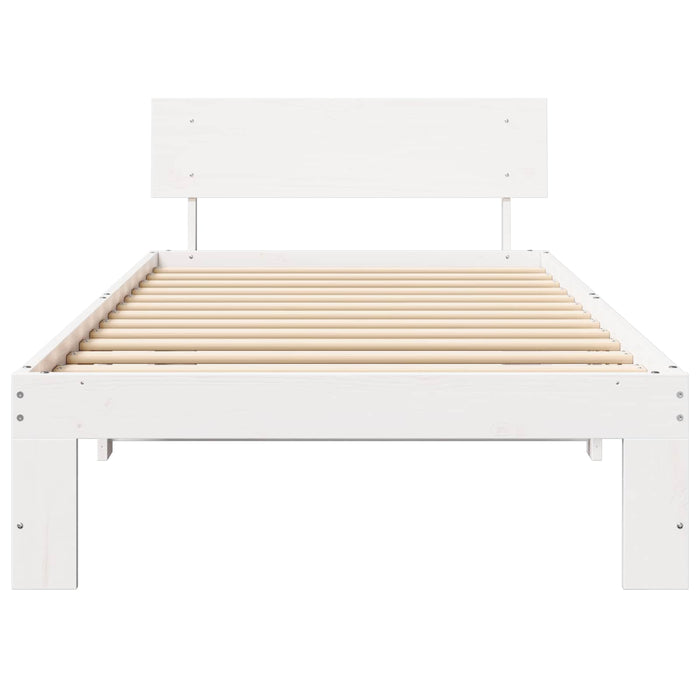 Cadru de pat cu headboard Alb 90 x 200 cm Lemn de pin masiv - WALTI WALTI
