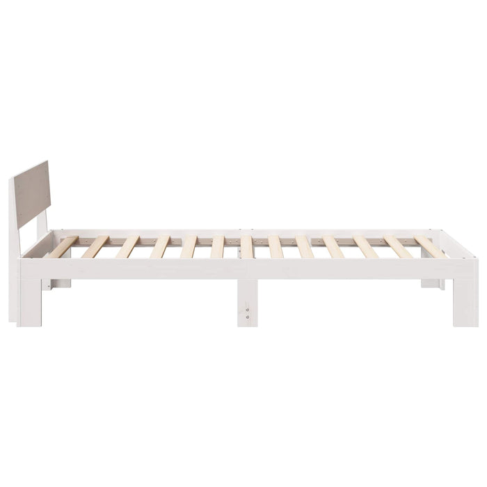 Cadru de pat cu headboard Alb 90 x 200 cm Lemn de pin masiv - WALTI WALTI