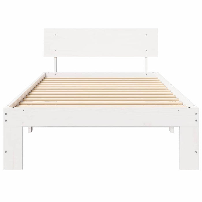 Cadru de pat cu headboard Alb 80 x 200 cm Lemn de pin masiv - WALTI WALTI