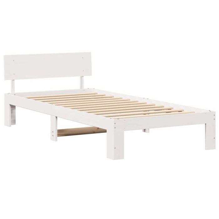 Cadru de pat cu headboard Alb 90 x 190 cm Lemn de pin masiv - WALTI WALTI