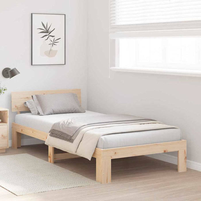 Cadru de pat cu headboard natural 75 x 190 cm Lemn de pin masiv - WALTI WALTI