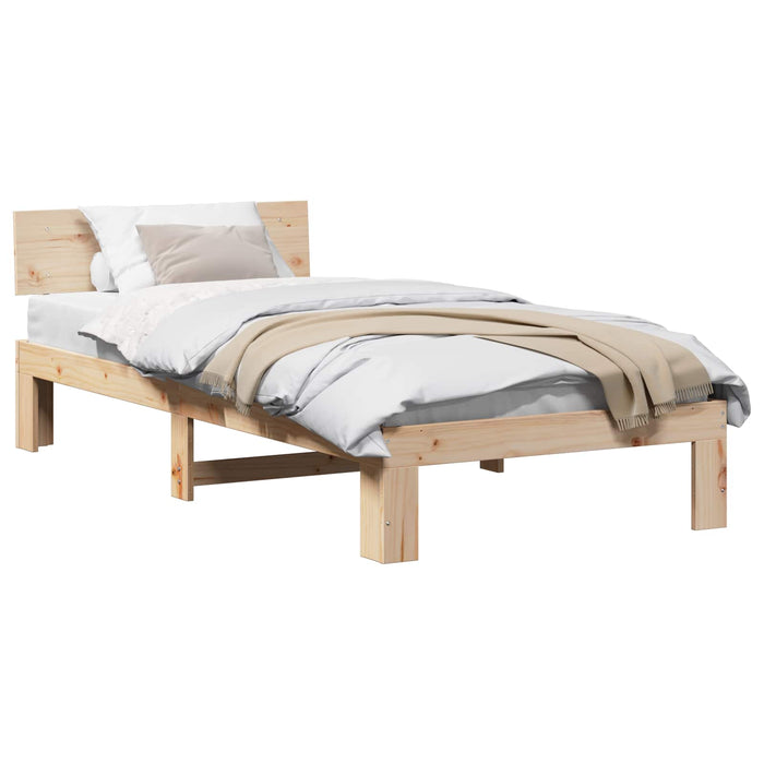 Cadru de pat cu headboard natural 75 x 190 cm Lemn de pin masiv - WALTI WALTI
