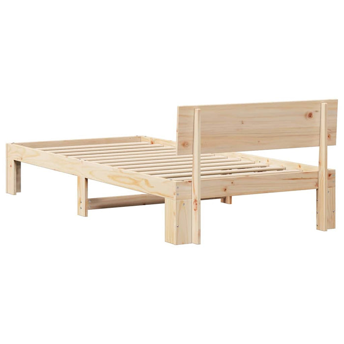 Cadru de pat cu headboard natural 75 x 190 cm Lemn de pin masiv - WALTI WALTI
