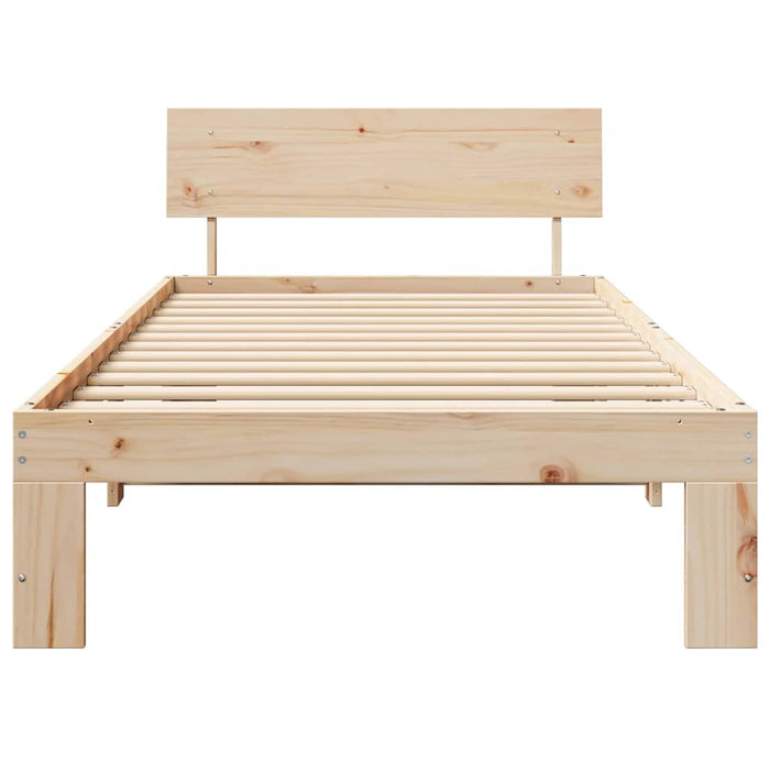 Cadru de pat cu headboard natural 75 x 190 cm Lemn de pin masiv - WALTI WALTI
