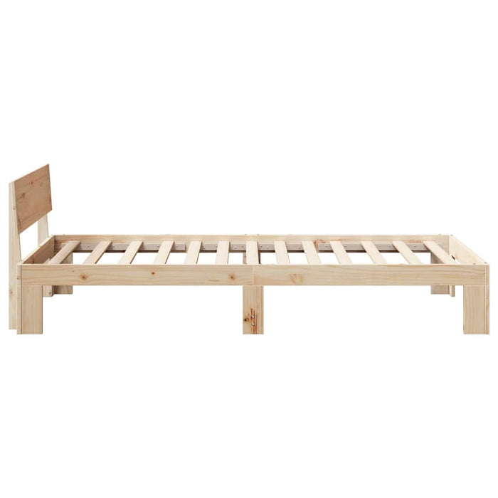 Cadru de pat cu headboard natural 75 x 190 cm Lemn de pin masiv - WALTI WALTI