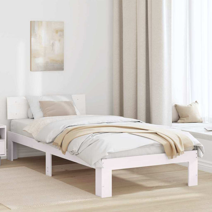 Cadru de pat cu headboard Alb 75 x 190 cm Lemn de pin masiv - WALTI WALTI