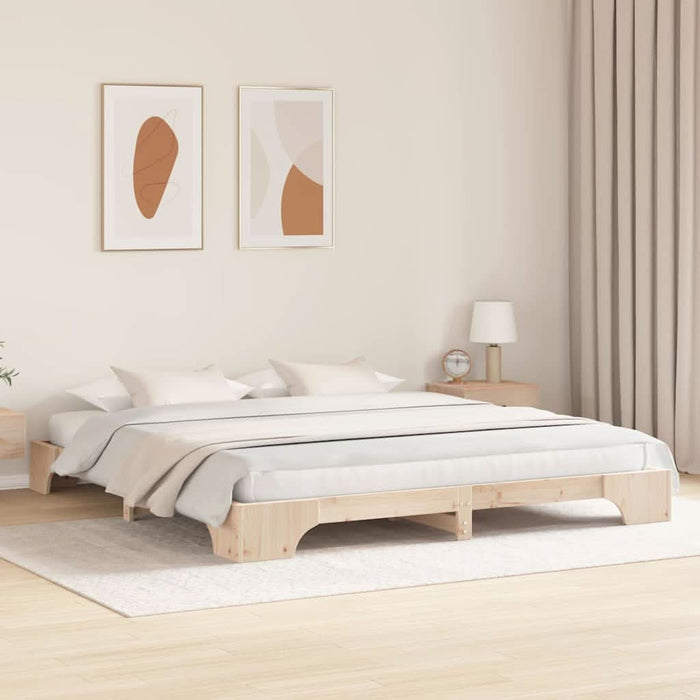 Cadru de pat natural 200 x 200 cm Lemn de pin masiv - WALTI WALTI