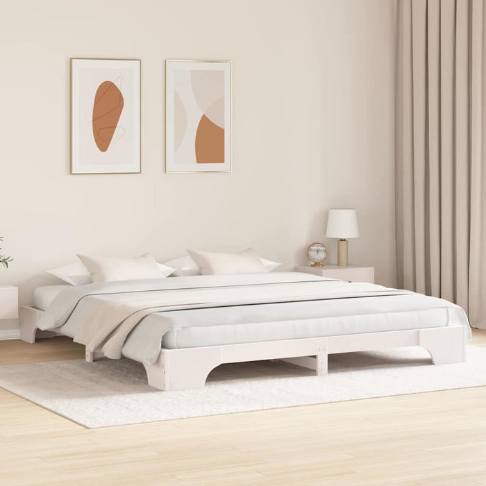Cadru de pat Alb 200 x 200 cm Lemn de pin masiv - WALTI WALTI
