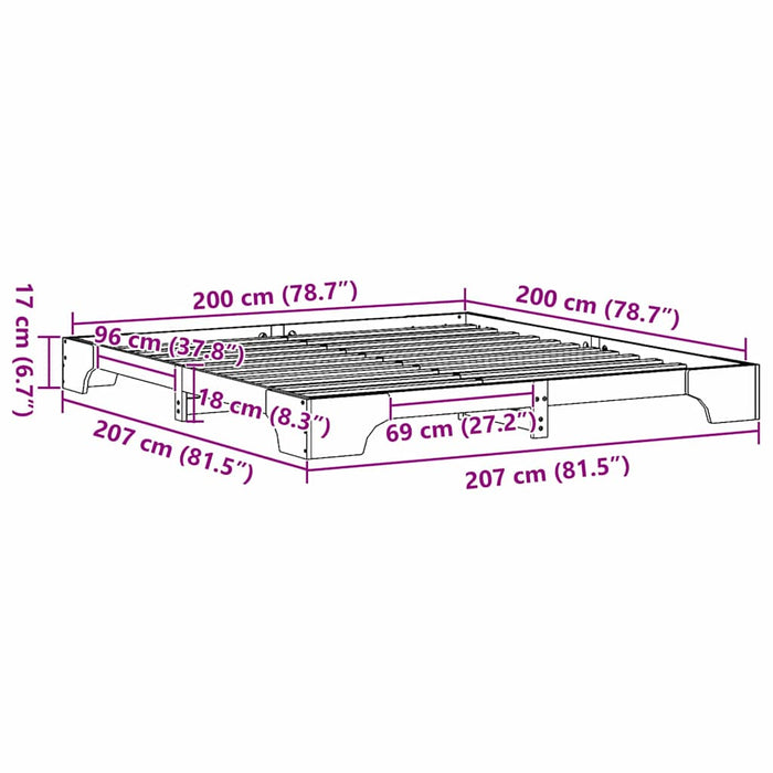 Cadru de pat Alb 200 x 200 cm Lemn de pin masiv - WALTI WALTI