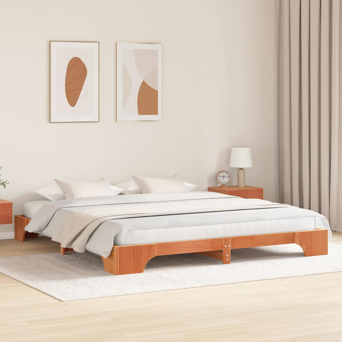 Cadru de pat Maroniu cerat 200 x 200 cm Lemn de pin masiv - WALTI WALTI