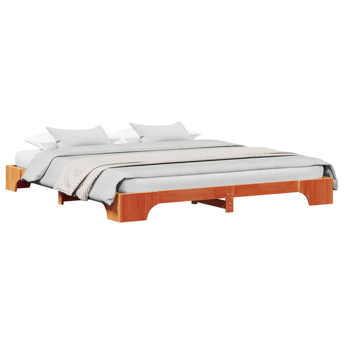 Cadru de pat Maroniu cerat 200 x 200 cm Lemn de pin masiv - WALTI WALTI