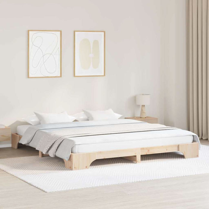 Cadru de pat natural 180 x 200 cm Lemn de pin masiv - WALTI WALTI