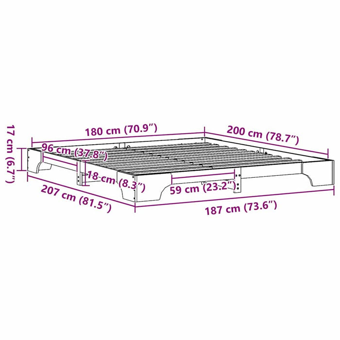 Cadru de pat natural 180 x 200 cm Lemn de pin masiv - WALTI WALTI