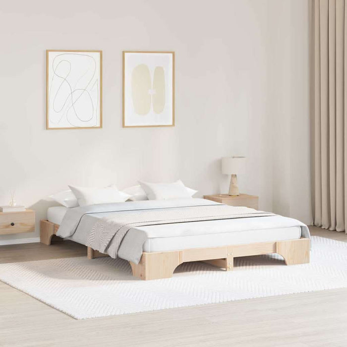 Cadru de pat natural 160 x 200 cm Lemn de pin masiv - WALTI WALTI