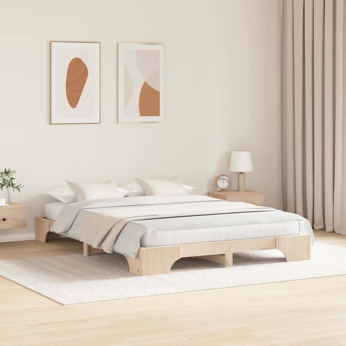 Cadru de pat natural 160 x 200 cm Lemn de pin masiv - WALTI WALTI