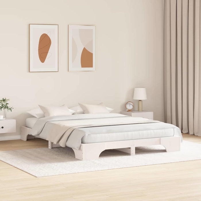 Cadru de pat Alb 150 x 200 cm Lemn de pin masiv - WALTI WALTI