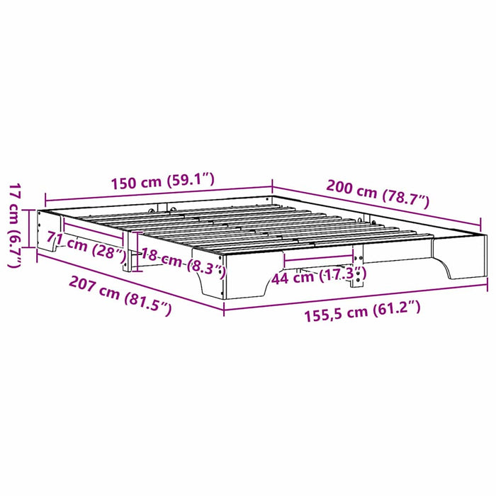 Cadru de pat Alb 150 x 200 cm Lemn de pin masiv - WALTI WALTI