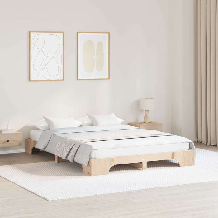 Cadru de pat natural 140 x 200 cm Lemn de pin masiv - WALTI WALTI