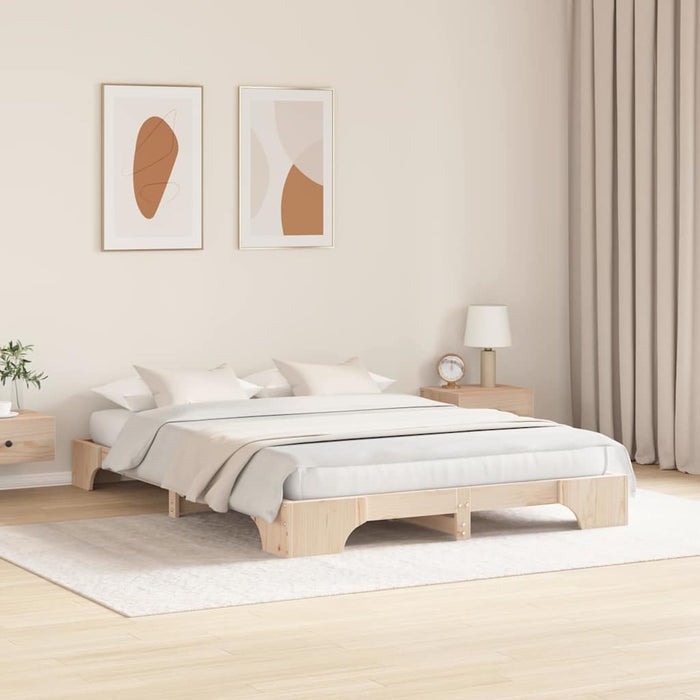 Cadru de pat natural 140 x 200 cm Lemn de pin masiv - WALTI WALTI