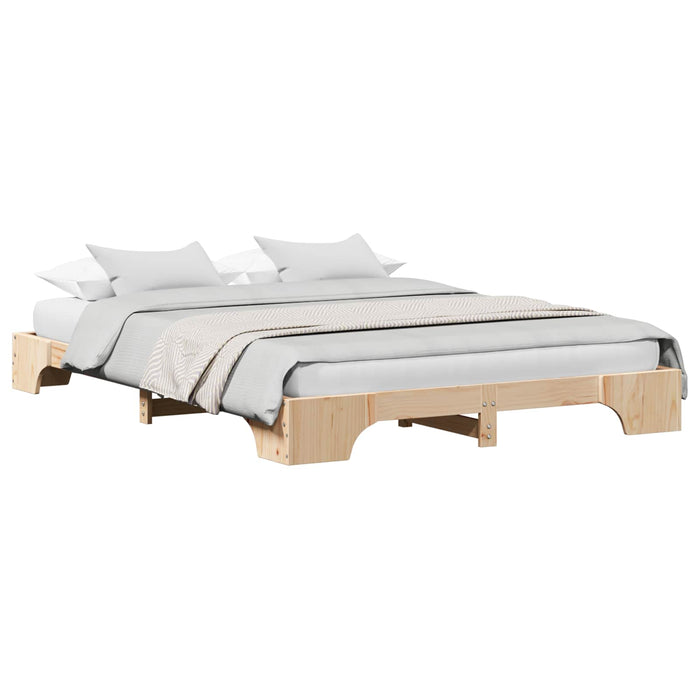 Cadru de pat natural 140 x 200 cm Lemn de pin masiv - WALTI WALTI